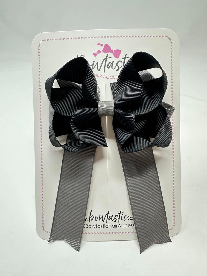 3.5 Inch Tail Bow - Black & Metal Grey