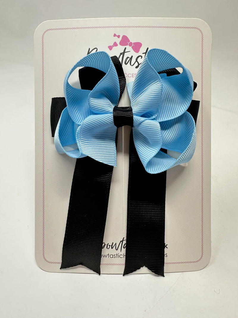 3.5 Inch Tail Bow - Blue Topaz & Black