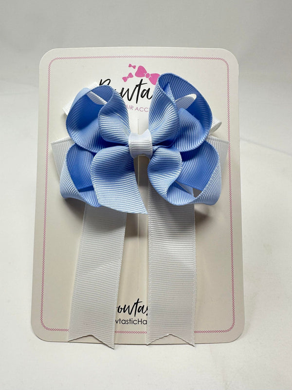 3.5 Inch Tail Bow - Bluebell & White