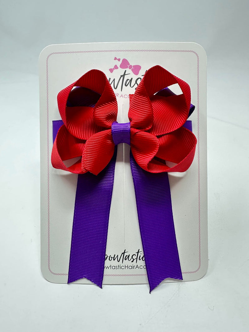 3.5 Inch Tail Bow - Purple & Red