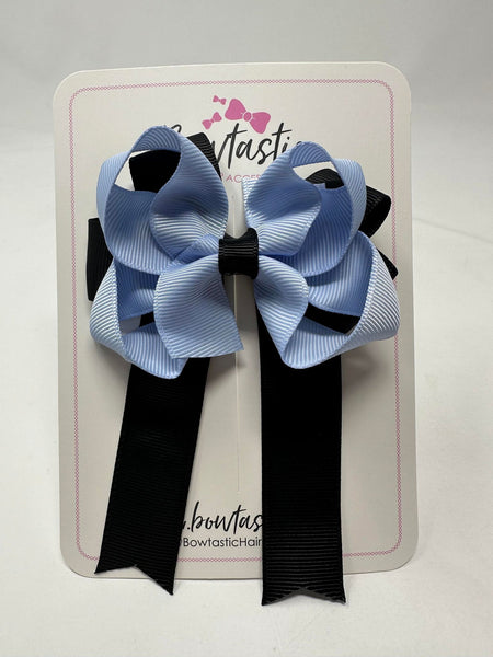 3.5 Inch Tail Bow - Bluebell & Black