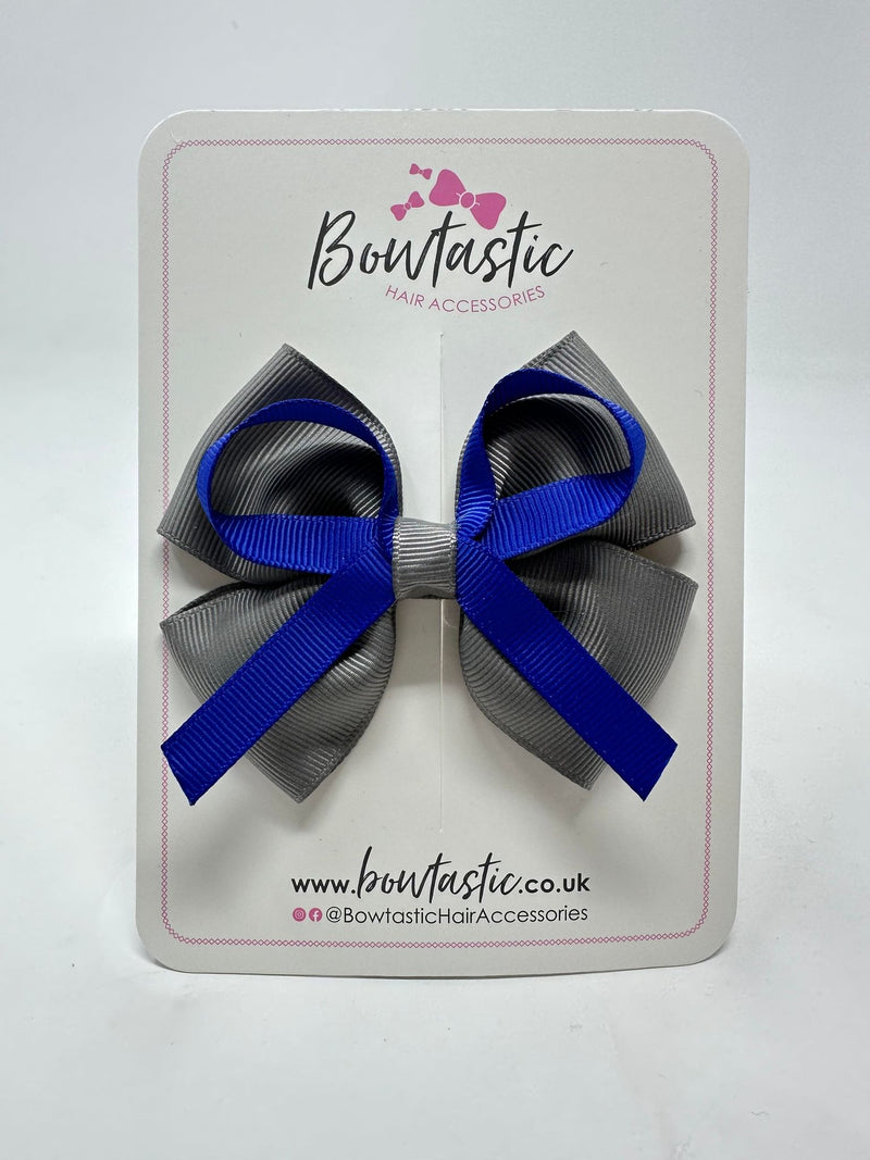 3.5 Inch Flat Bow - Cobalt & Metal Grey