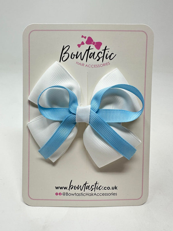 3.5 Inch Flat Bow - Blue Topaz & White