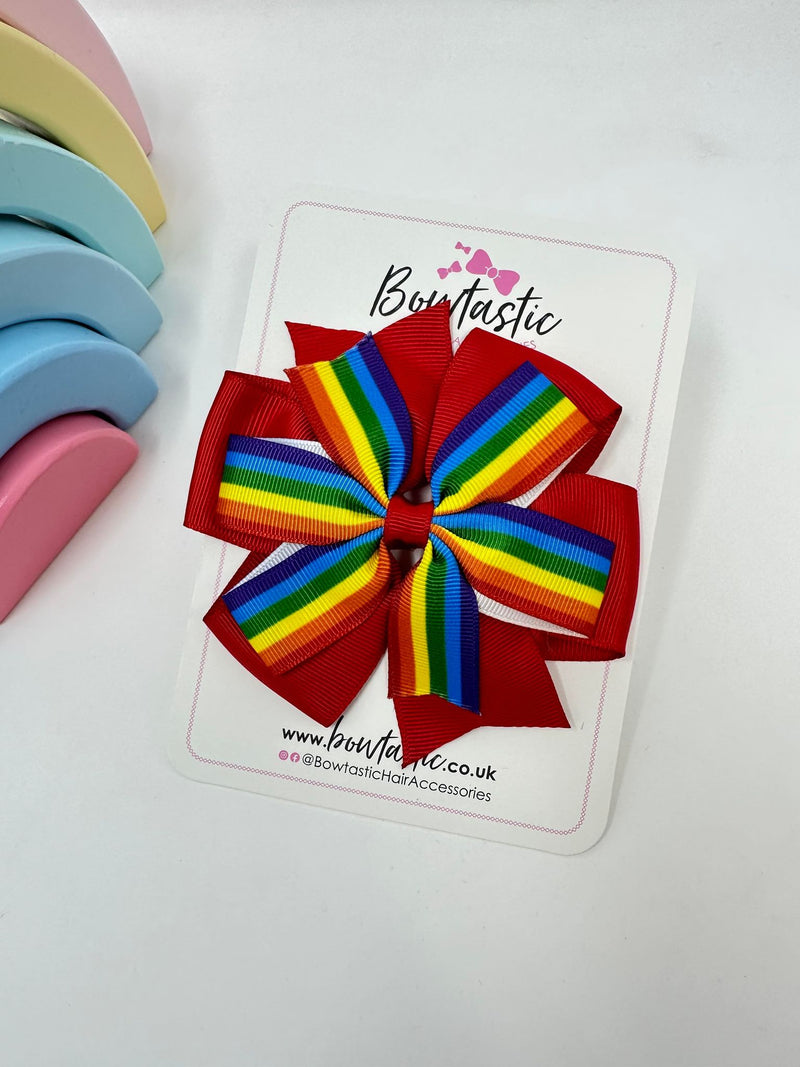 4 Inch Pinwheel Bow - Rainbow Stripe