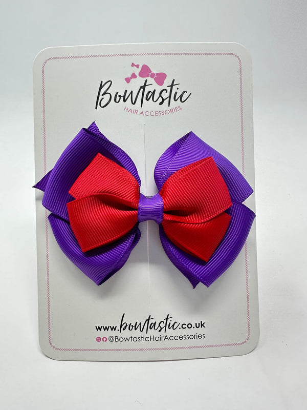 3.75 Inch Layered Bow - Red & Purple