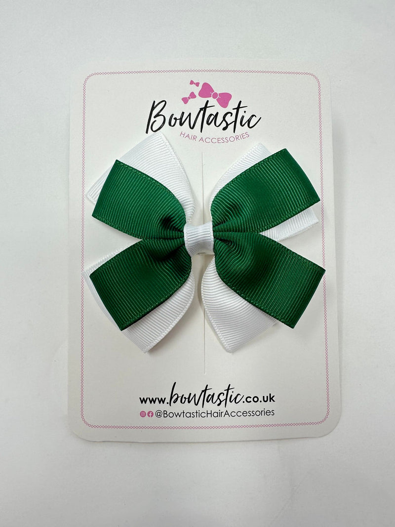 3.5 Inch Butterfly Bow - Forest Green & White