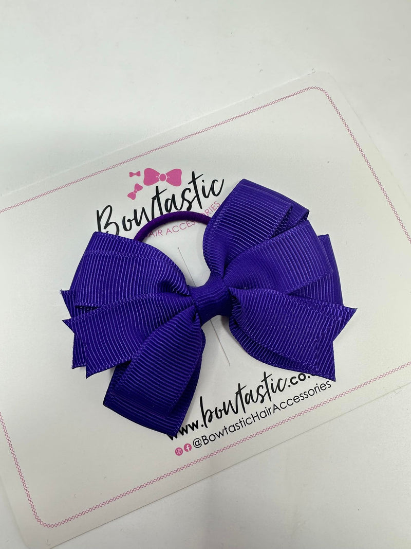 3.25 Inch Layer Bow Thin Elastic - Regal Purple