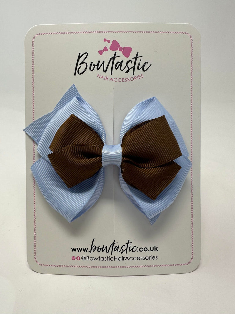 3.75 Inch Layered Bow - Turftan & Bluebell