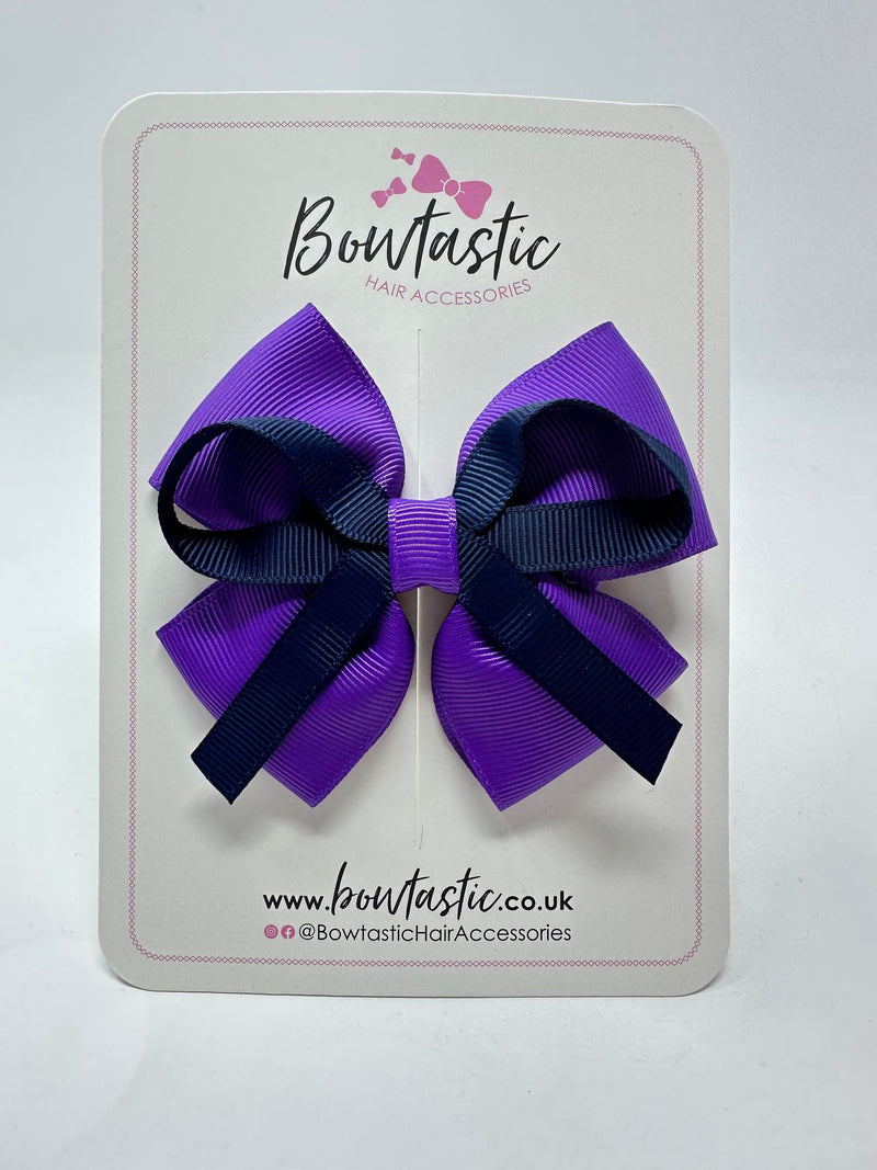 3.5 Inch Flat Bow - Purple & Navy