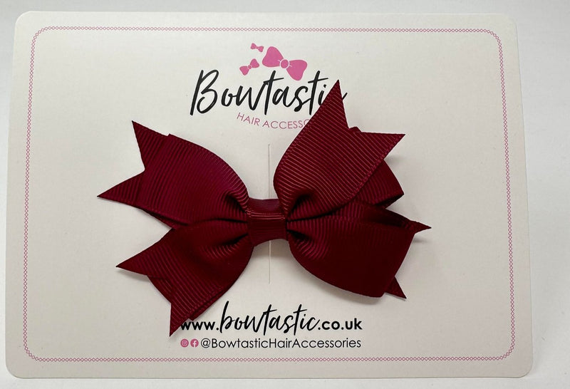 3 Inch Flat 2 Layer Bow - Wine