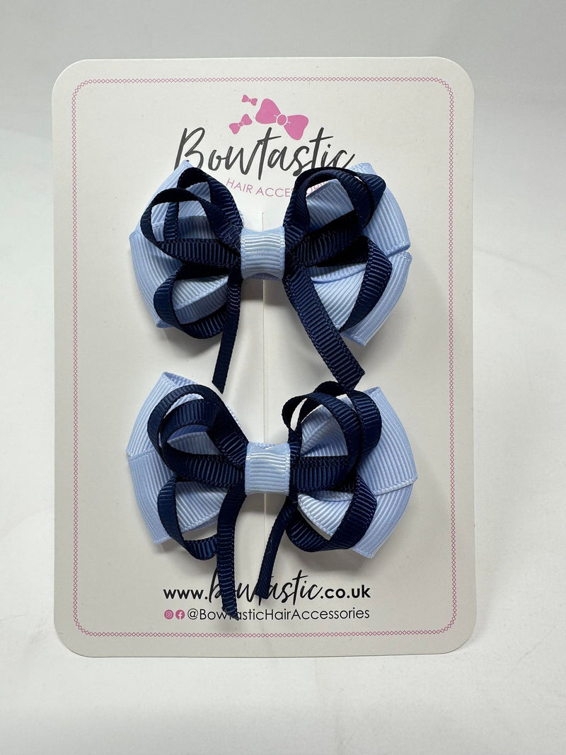 2.5 Inch Bows - Navy & Bluebell - 2 Pack