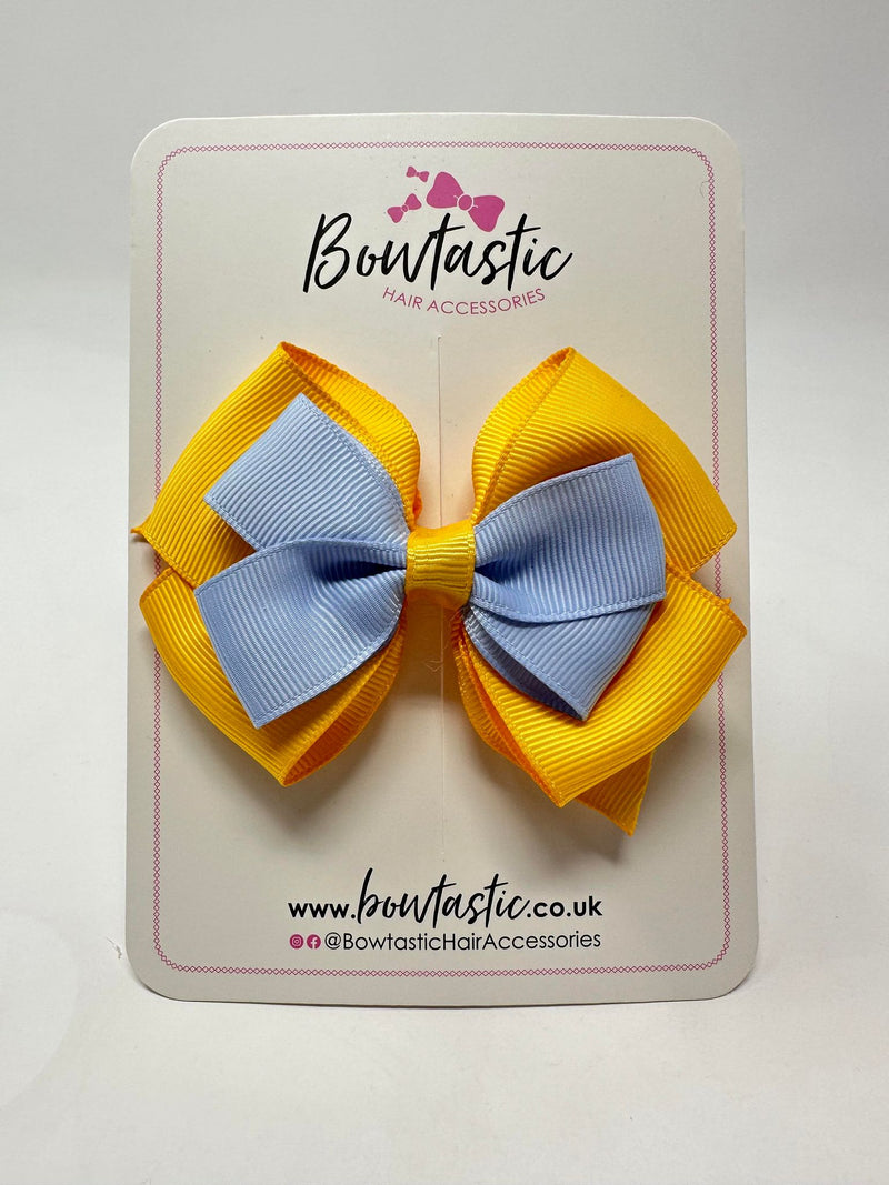 3.75 Inch Layered Bow - Bluebell & Yellow Gold