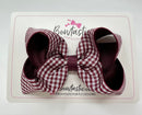 4 Inch Double Ribbon Bow - Burgundy & Burgundy Gingham