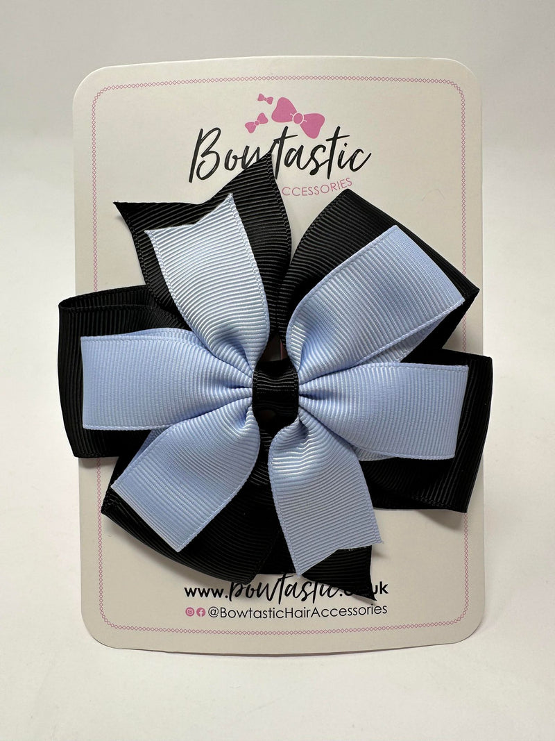 4 Inch Double Pinwheel Bow - Black & Bluebell