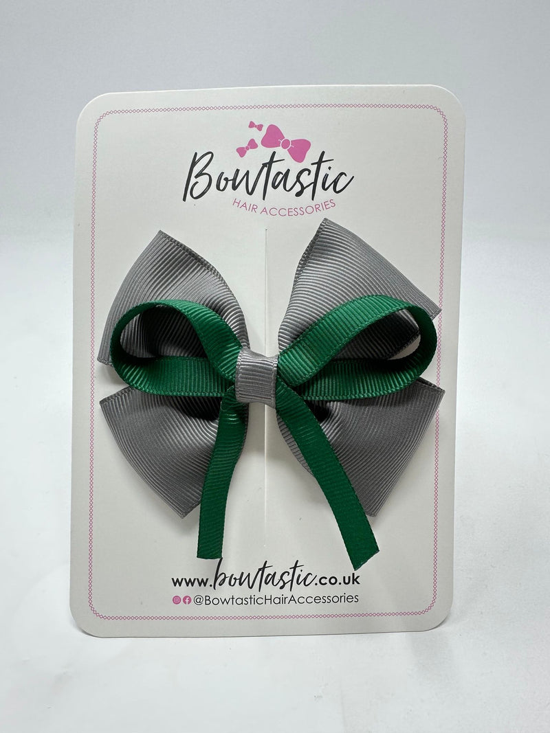 3.5 Inch Flat Bow - Forest Green & Metal Grey