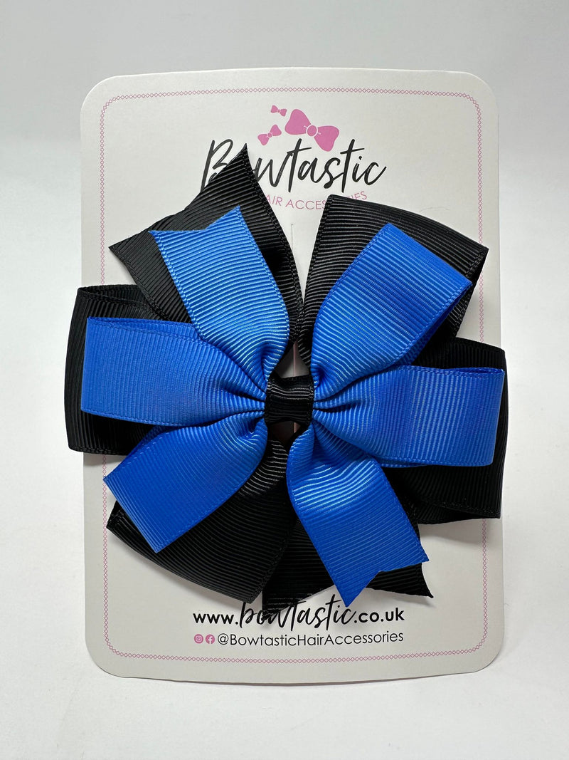 4 Inch Double Pinwheel Bow - Royal Blue & Black