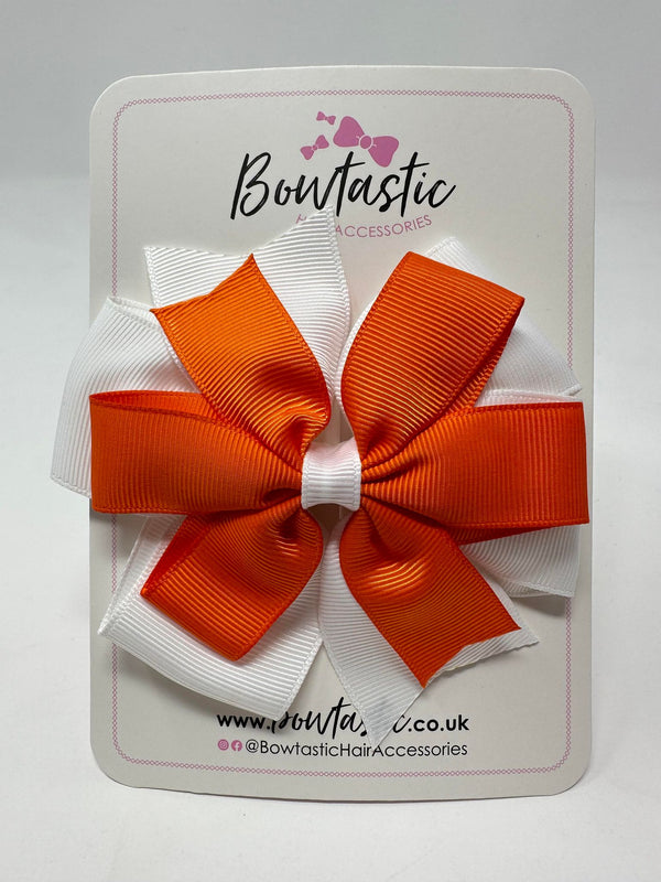 4 Inch Double Pinwheel Bow - Orange & White