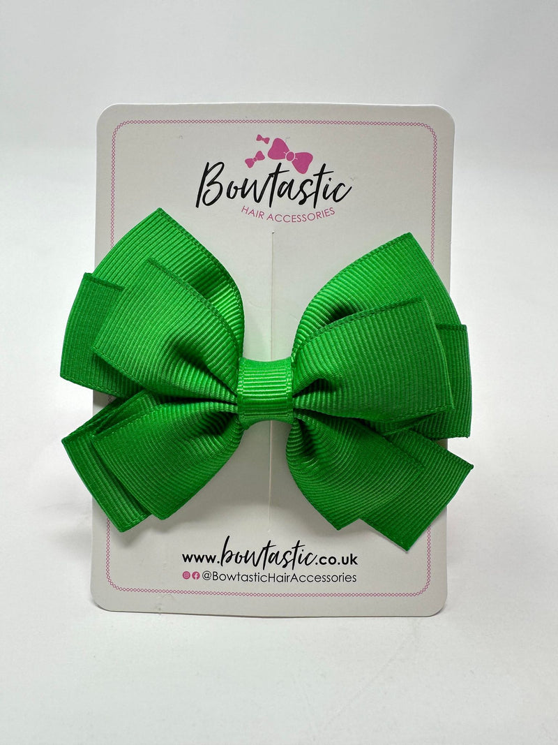 3.25 Inch Flat Double Bow - Emerald Green