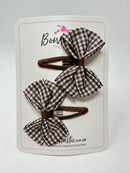 2.75 Inch Snap Clips - Turftan & Brown Gingham - 2 Pack