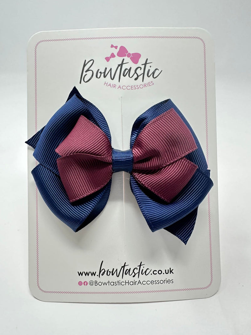 3.75 Inch Layered Bow - Burgundy & Navy