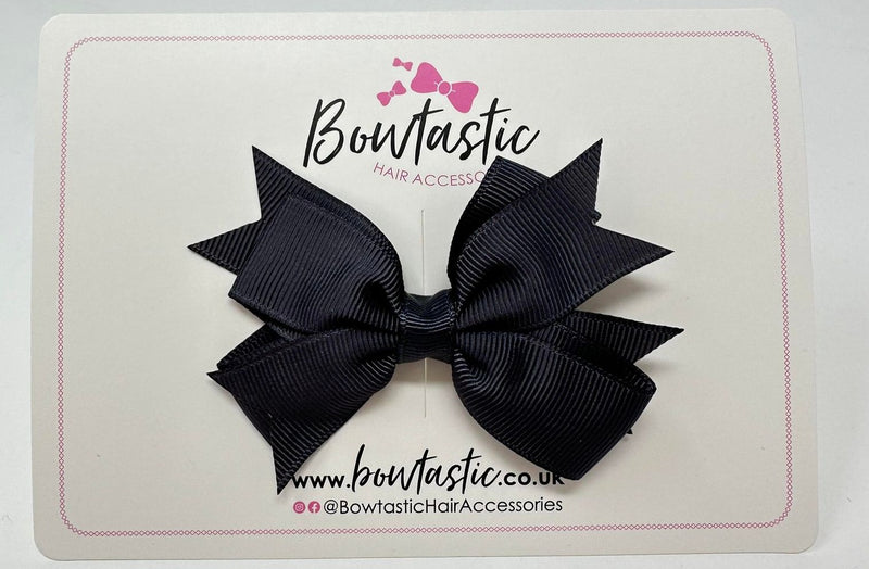 3 Inch Flat 2 Layer Bow - Charcoal