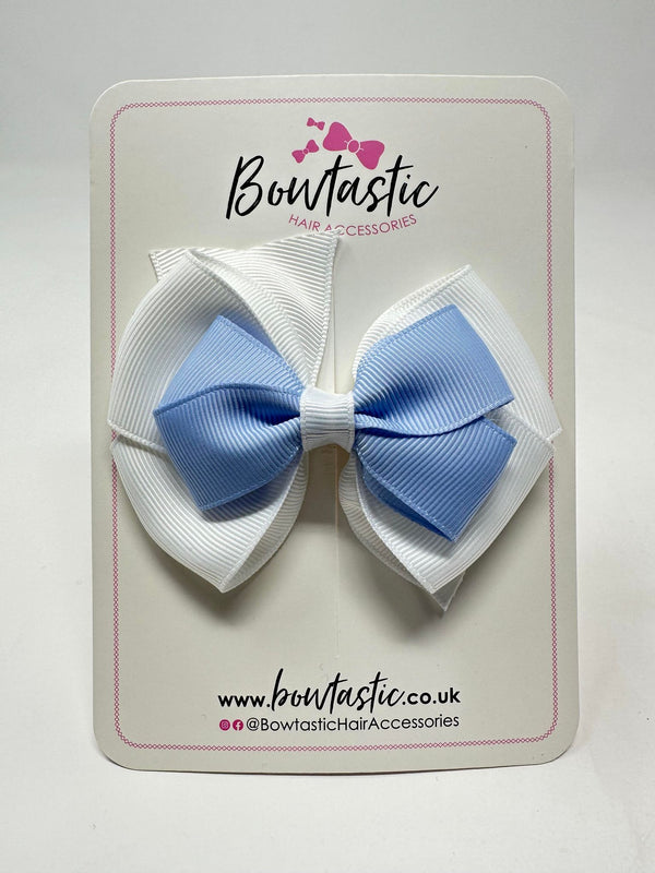 3.75 Inch Layered Bow - Bluebell & White