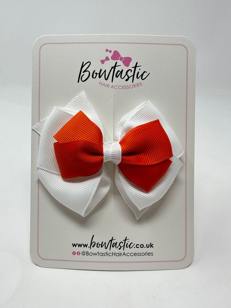 3.75 Inch Layered Bow - Orange & White