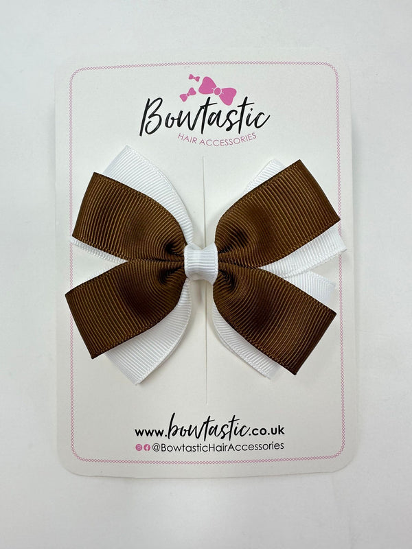 3.5 Inch Butterfly Bow - Turftan & White