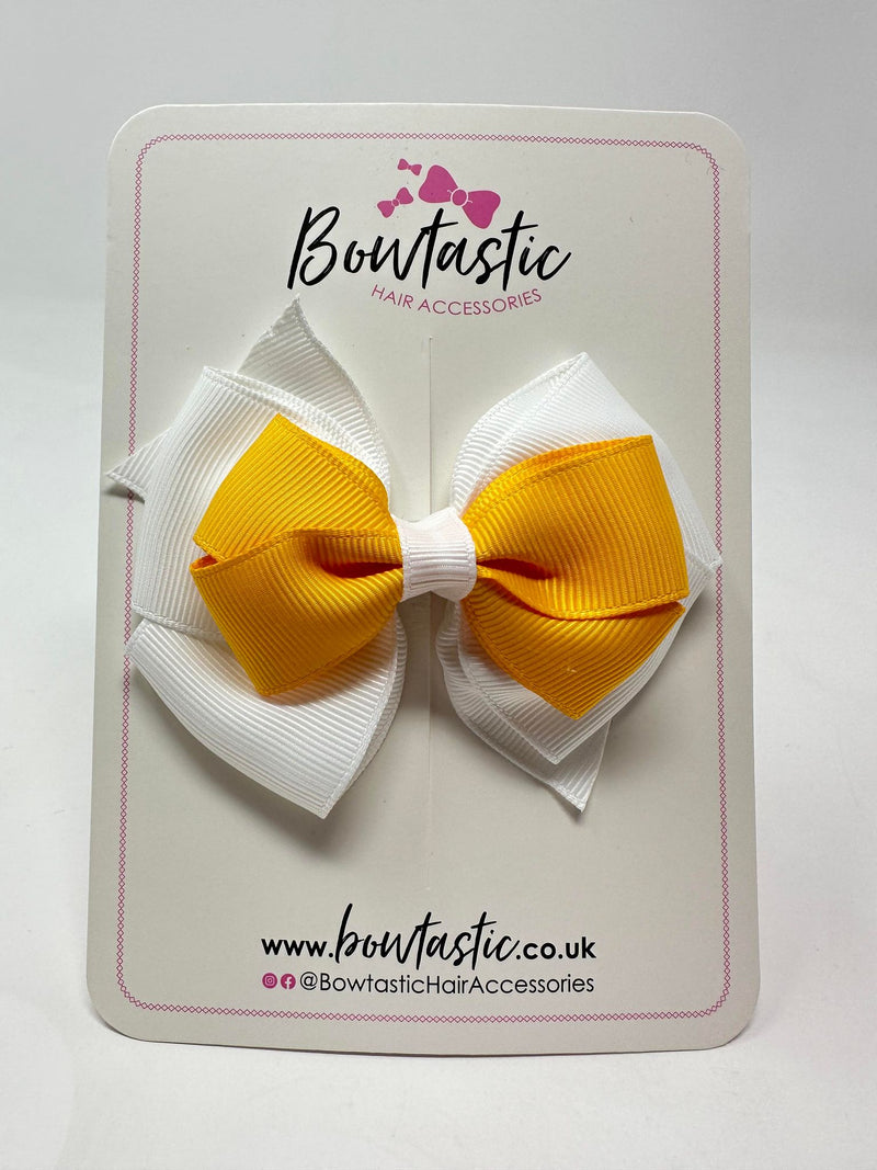 3.75 Inch Layered Bow - Yellow Gold & White