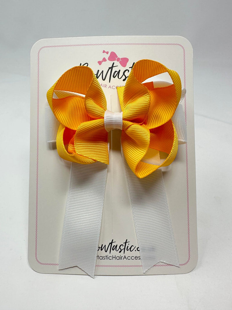 3.5 Inch Tail Bow - Yellow Gold & White