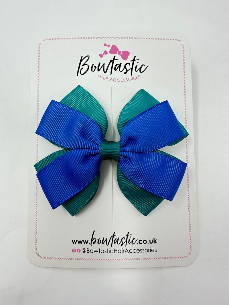 3.5 Inch Butterfly Bow - Royal Blue & Jade Green