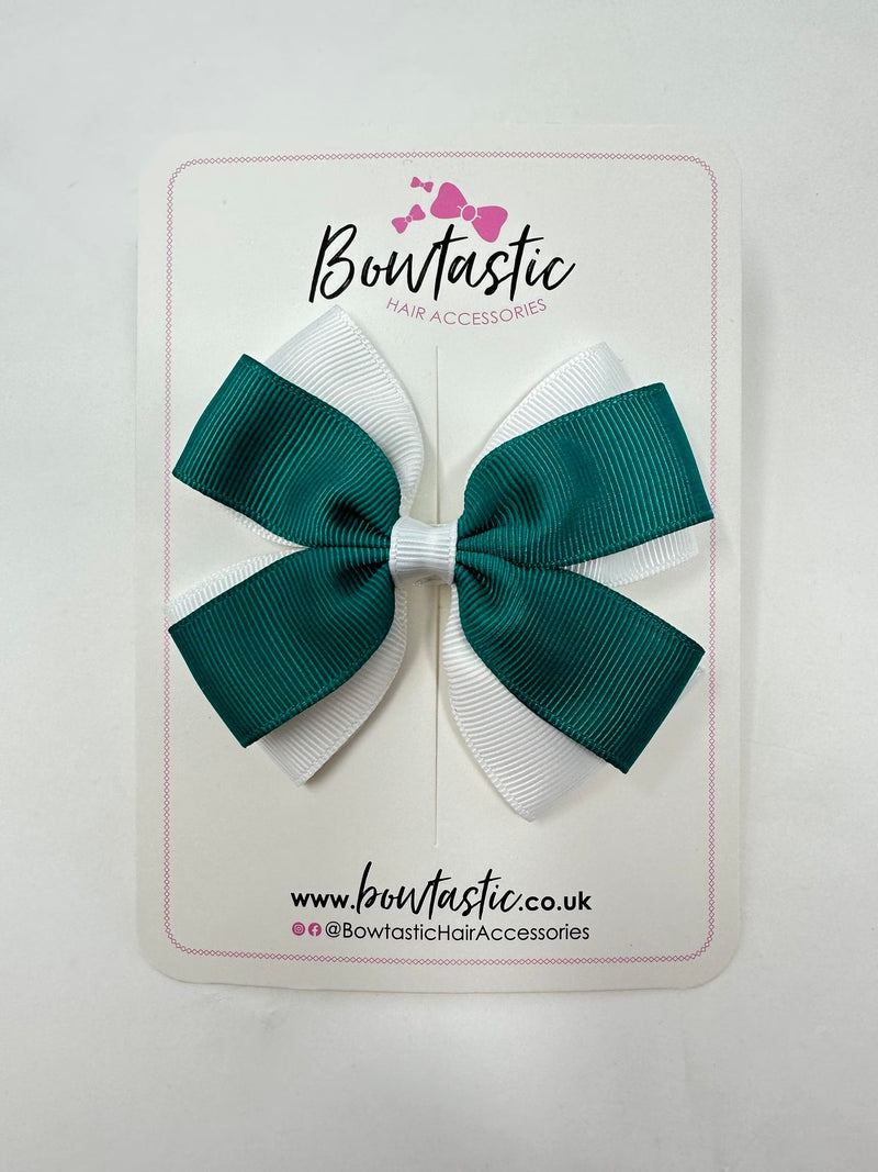 3.5 Inch Butterfly Bow - Jade Green & White