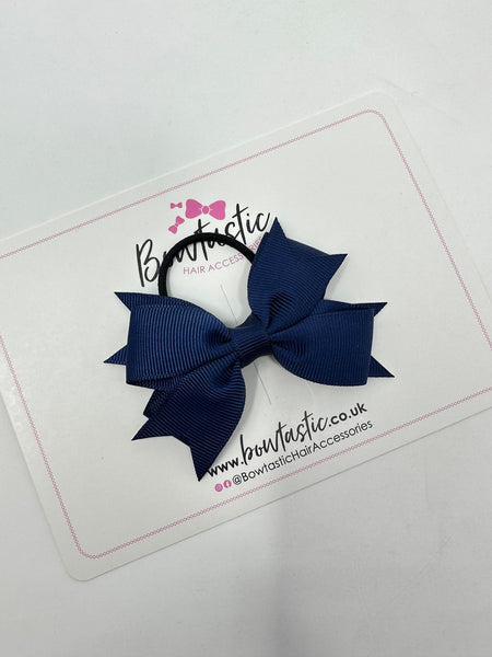 3 Inch 2 Layer Bow Thin Elastic - Navy