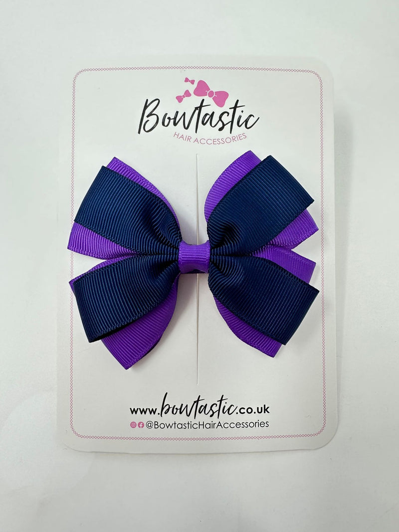 3.5 Inch Butterfly Bow - Purple & Navy