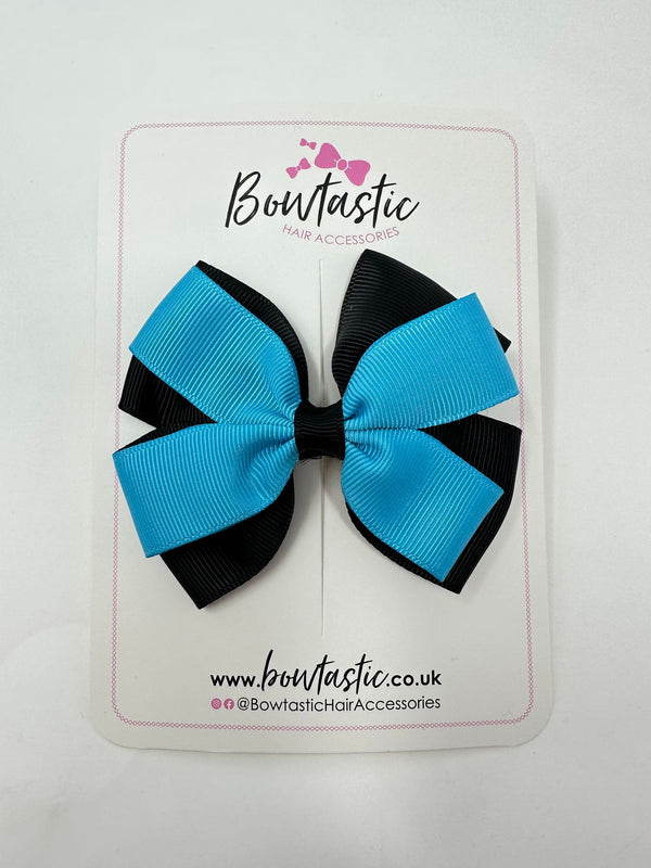 3.5 Inch Butterfly Bow - Turquoise & Black