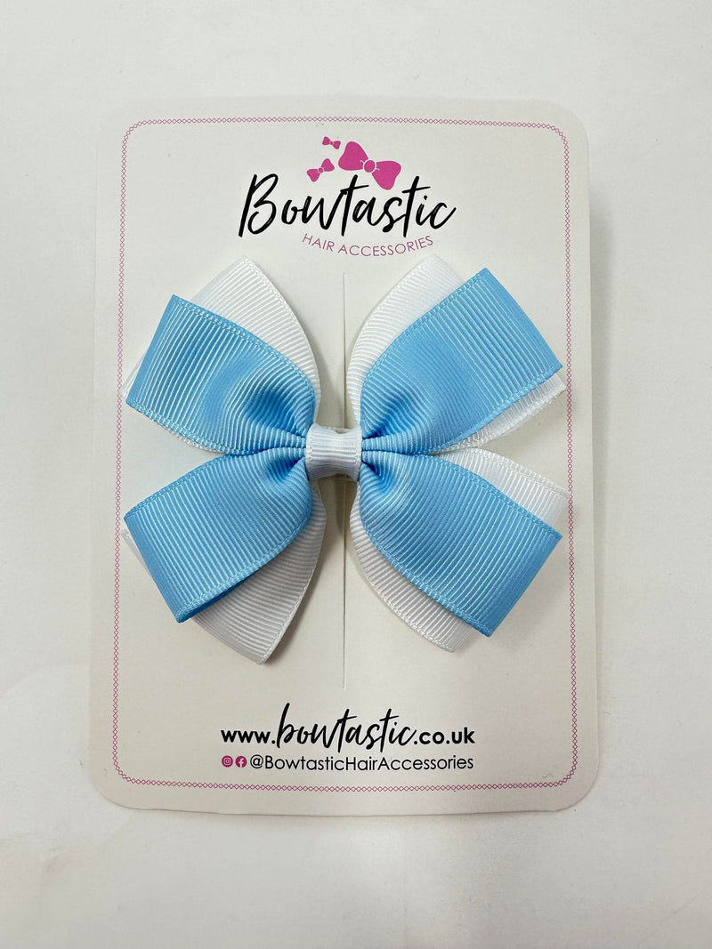 3.5 Inch Butterfly Bow - Blue Topaz & White