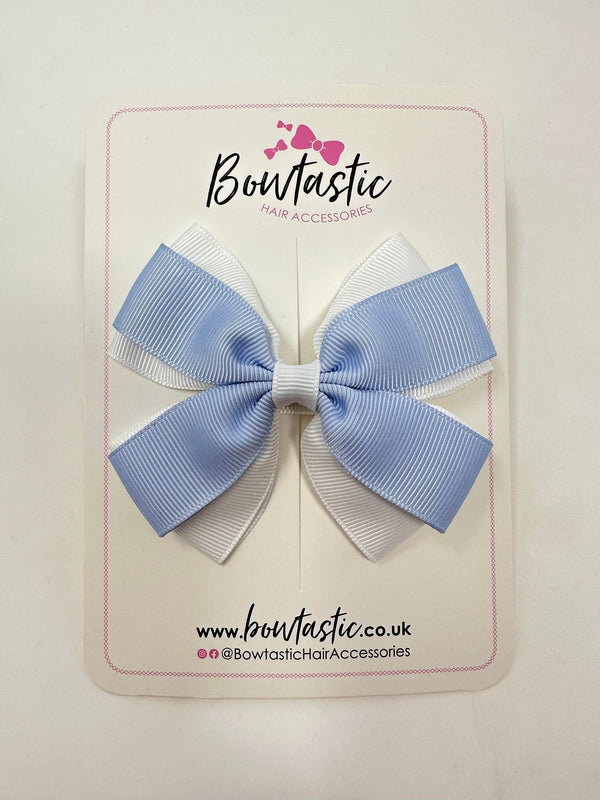 3.5 Inch Butterfly Bow - Bluebell & White