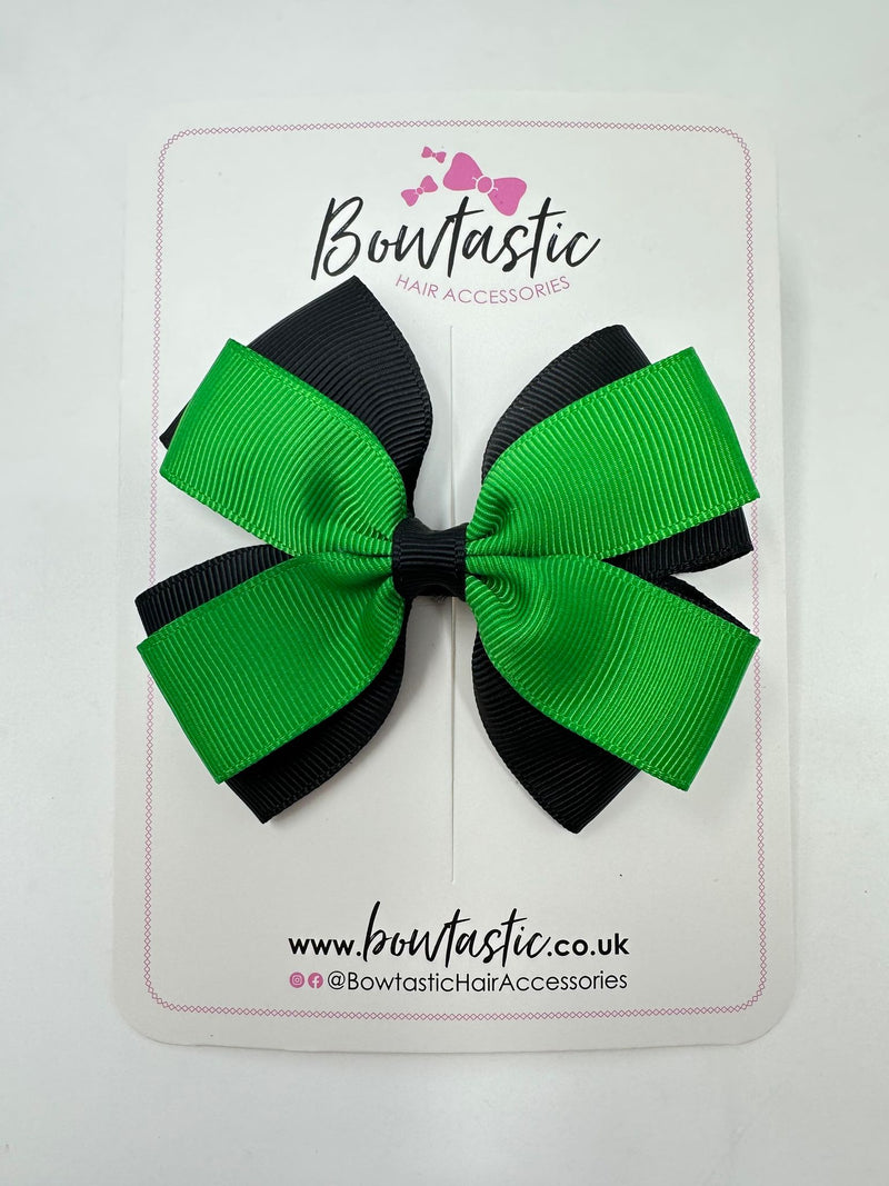 3.5 Inch Butterfly Bow - Emerald Green & Black