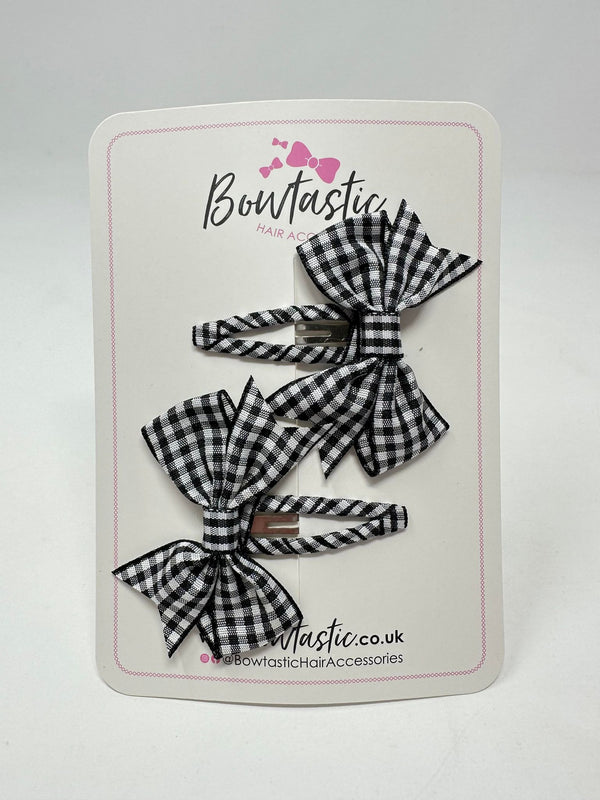 2 Inch Snap Clips - Black Gingham - 2 Pack