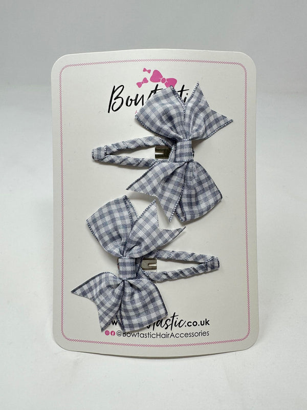 2 Inch Snap Clips - Grey Gingham - 2 Pack