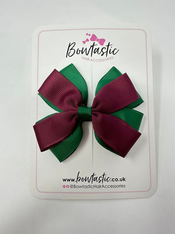 3.5 Inch Butterfly Bow - Forest Green & Burgundy