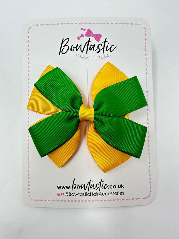 3.5 Inch Butterfly Bow - Emerald Green & Yellow Gold