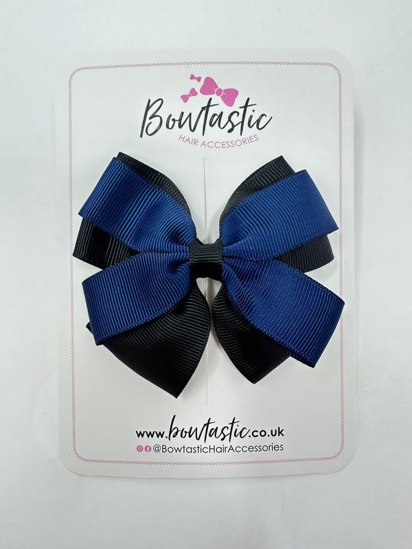 3.5 Inch Butterfly Bow - Navy & Black