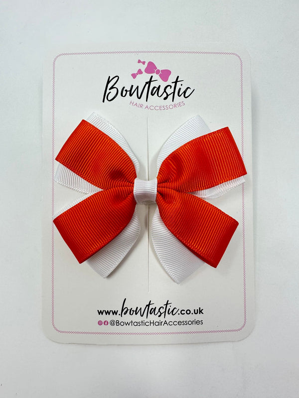 3.5 Inch Butterfly Bow - Orange & White