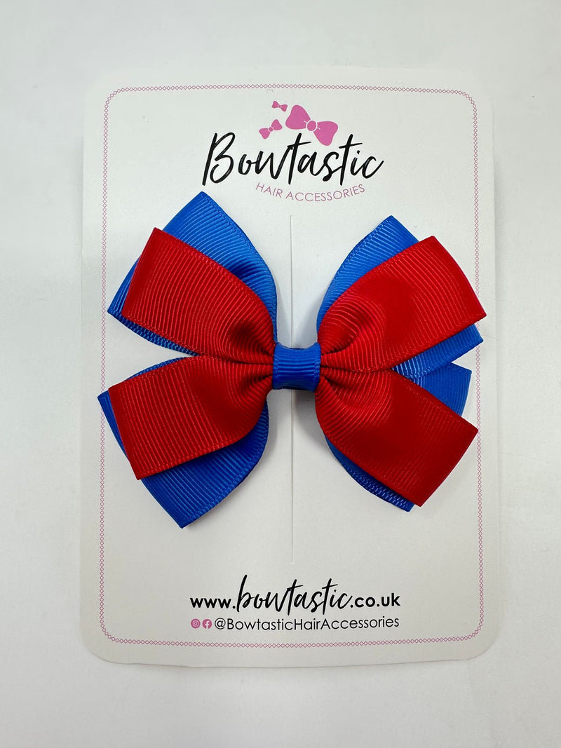 3.5 Inch Butterfly Bow - Royal Blue & Red