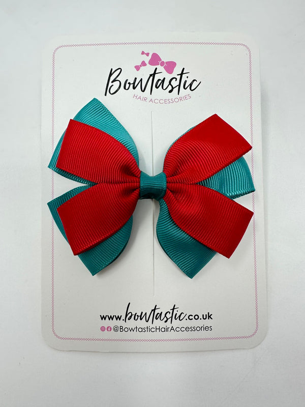 3.5 Inch Butterfly Bow - Jade Green & Red