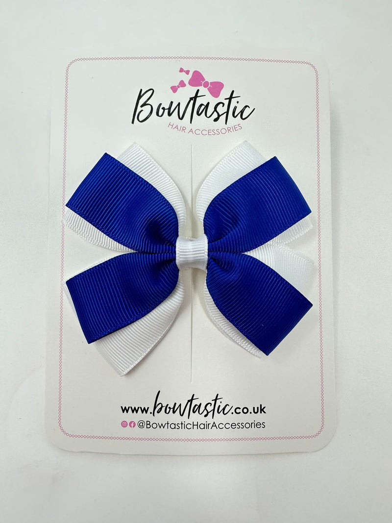 3.5 Inch Butterfly Bow - Cobalt & White