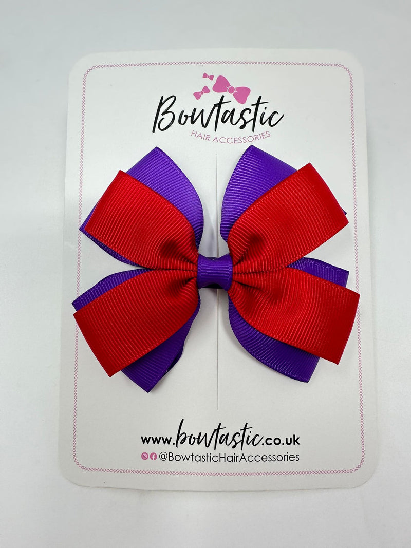 3.5 Inch Butterfly Bow - Purple & Red