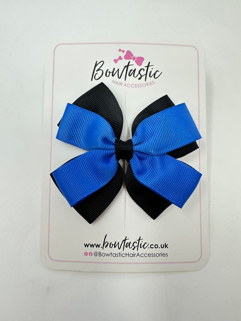 3.5 Inch Butterfly Bow - Royal Blue & Black