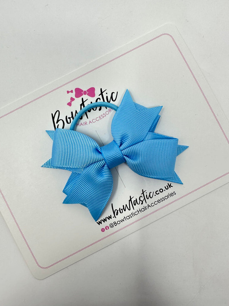 3 Inch Flat 2 Layer Bow Thin Elastic - Blue Mist